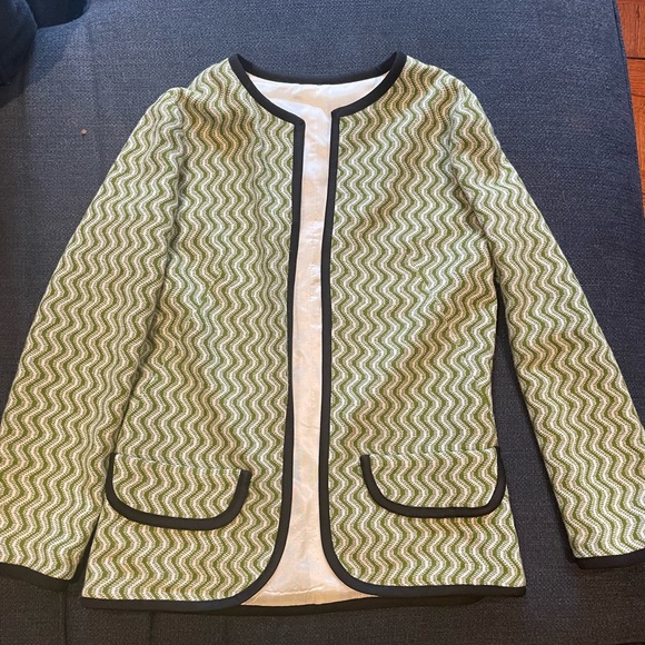 Vintage Retro Green Striped Jacket 1960s or 1970s Blazer - Picture 1 of 15